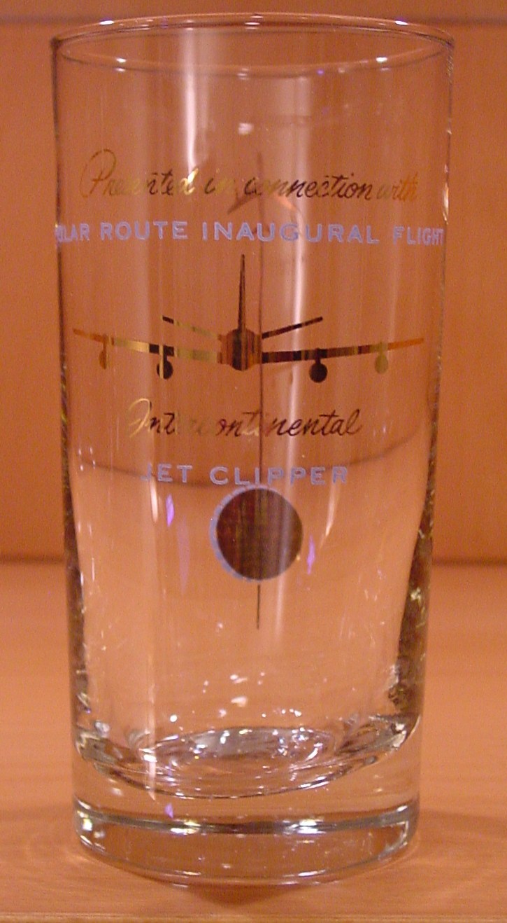 1959  Boeing 707 Jet Polar Route Inaugural  Glass